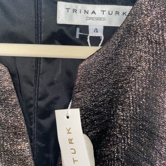 Trina Turk Bronze Metallic and black dress. Size 4 NWT - Picture 8 of 11